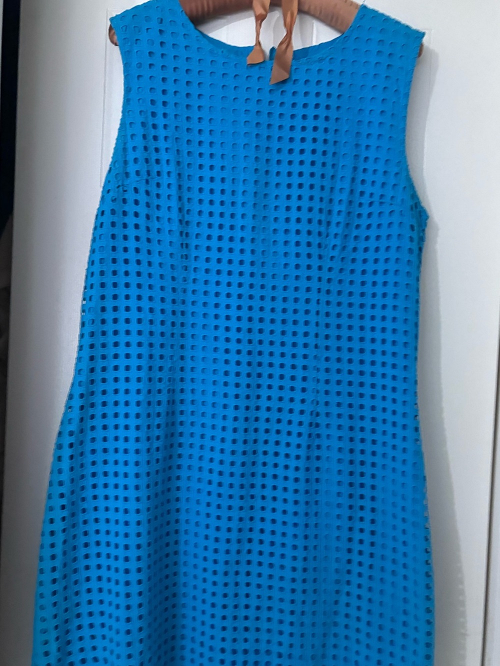 ALFRED SUNG Turquoise Blue Eyelet Midi Dress